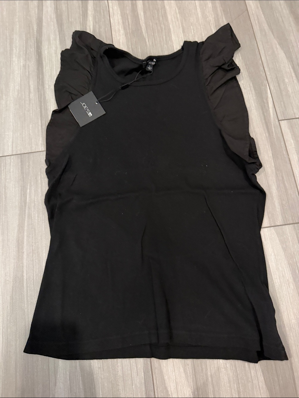 Joe's Jeans Black Ruffle Cap-Sleeve Tank